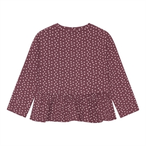 Birkholm Peplum Rib Bluse Bordeaux Lilla & Baby Lyserød